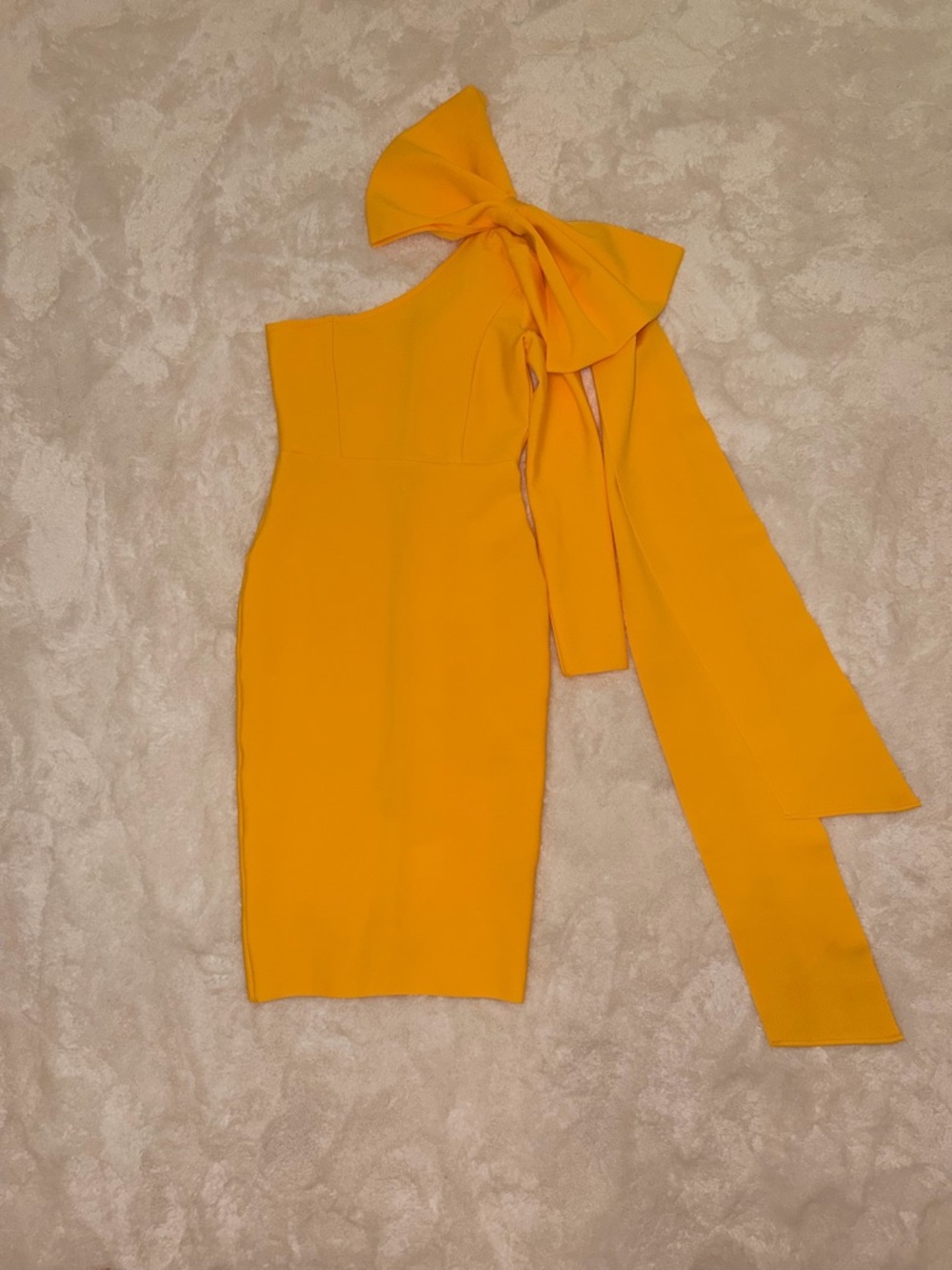 ✨One-Shoulder✨ Yellow Bow Midi Dress